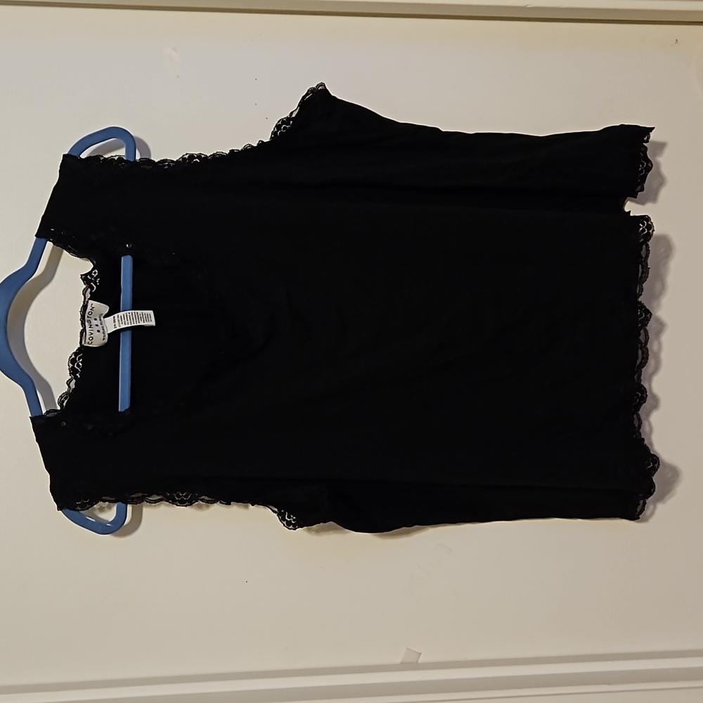 Covington Woman black knit lace tank top camisole women's plus size 24 / 26